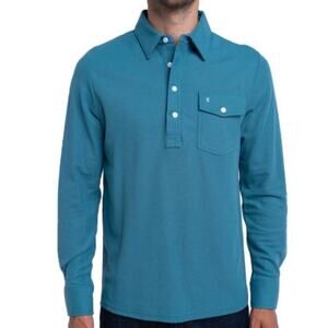 Criquet Blue Long Sleeve Polo Shirt